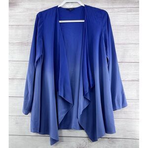 Eileen Fisher Open Front Shaped Cardigan Silk Catalina‎ Blue Size PM Petite Twe